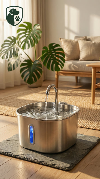 Frankie’s PureFlow™ 2.2L Stainless Steel Pet Fountain – Ultra-Silent Advanced Hydration System