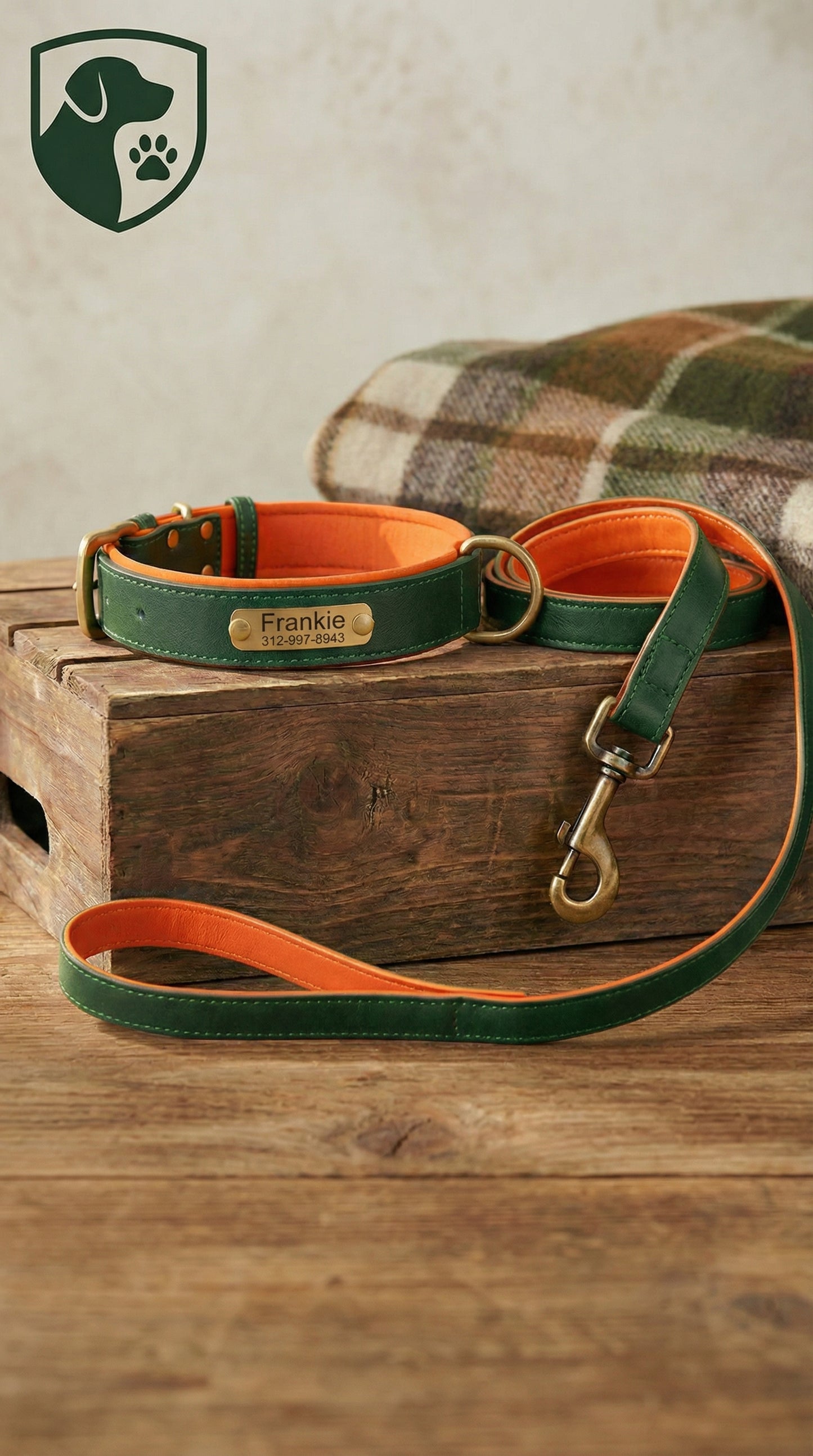 Heritage Collar - Forest Green & Vibrant Orange