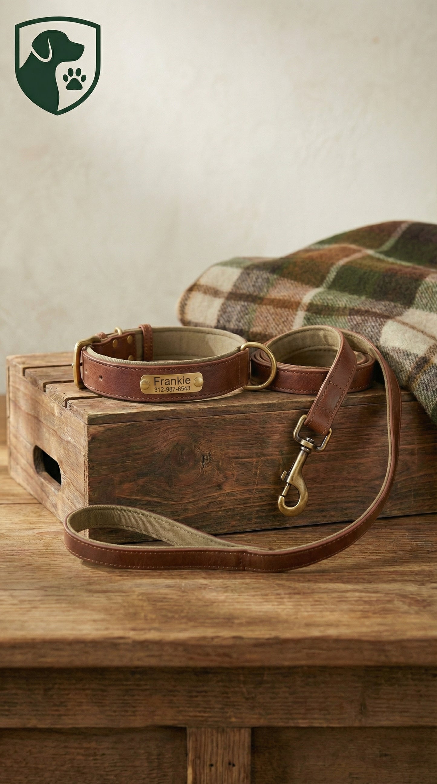Heritage Collar - Mahogany Brown & Olive Green