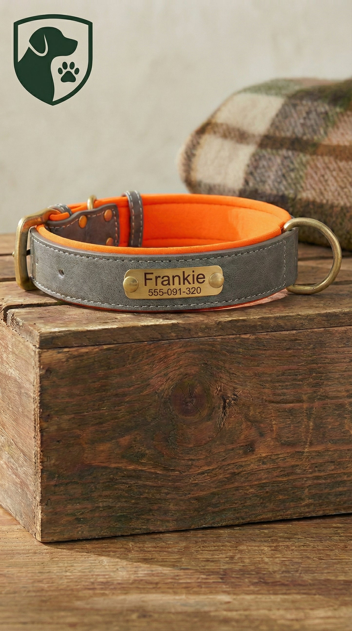 Heritage Collar - Slate Grey & Vibrant Orange