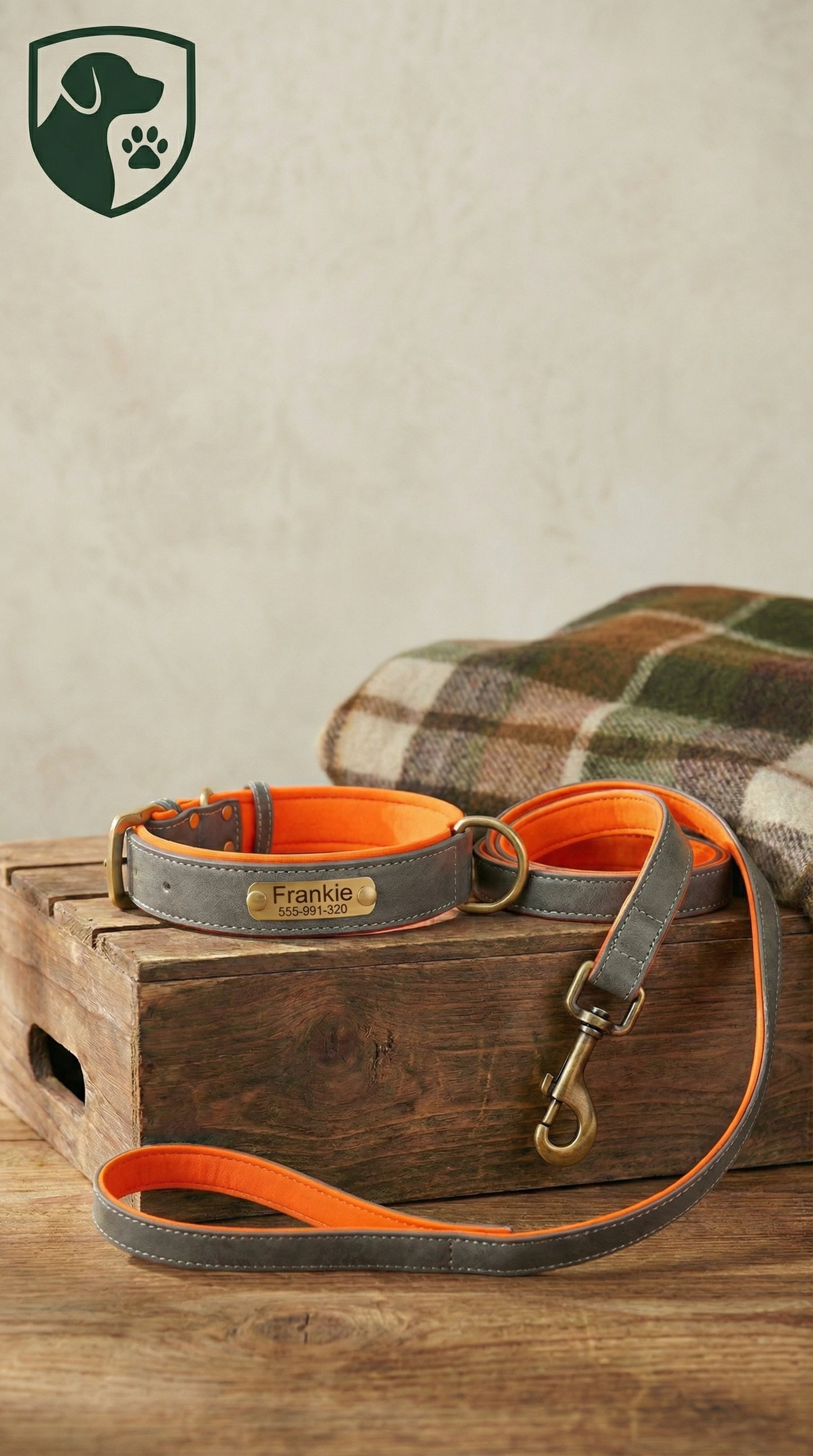 Heritage Collar - Slate Grey & Vibrant Orange
