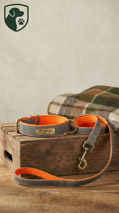 Heritage Collar - Slate Grey & Vibrant Orange