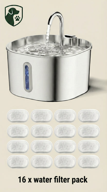 Frankie’s PureFlow™ 2.2L Stainless Steel Pet Fountain – Ultra-Silent Advanced Hydration System