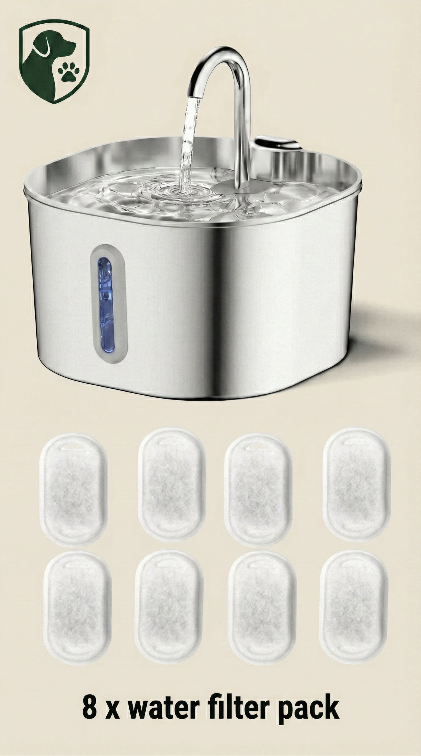 Frankie’s PureFlow™ 2.2L Stainless Steel Pet Fountain – Ultra-Silent Advanced Hydration System